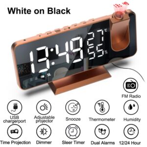 Настольные часы, цифровой смарт-будильник, с FM-радио, с проекцией времени 180 °, USB